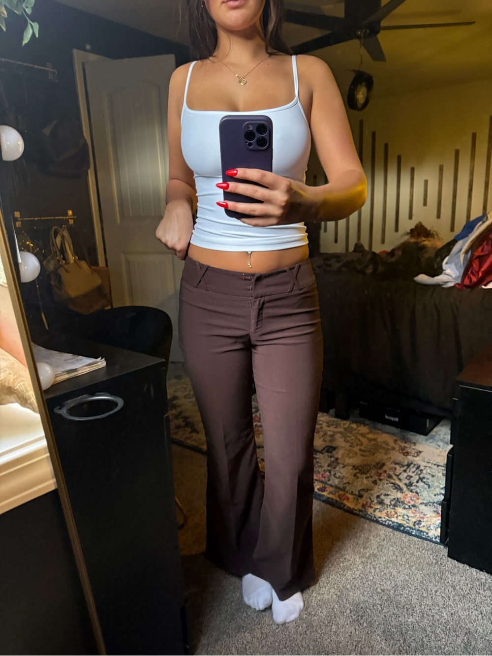 zinc Dark Brown Boot-Cut Flare Pants